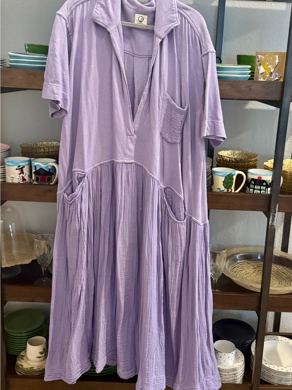 Neoma Midi Dress Relaxed Short-Sleeve Dress in Lavender